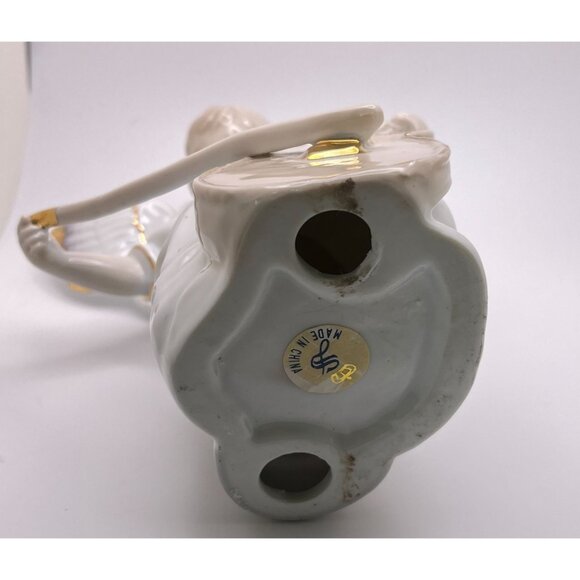 Vintage Porcelain Angel Figurine Playing Cello with Gold Trim Music Musician - Picture 6 of 9